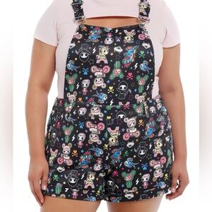 Tokidoki Hot Topic Shortalls Short Overalls Sz 2 NWT Unicorno Donutella Kawaii